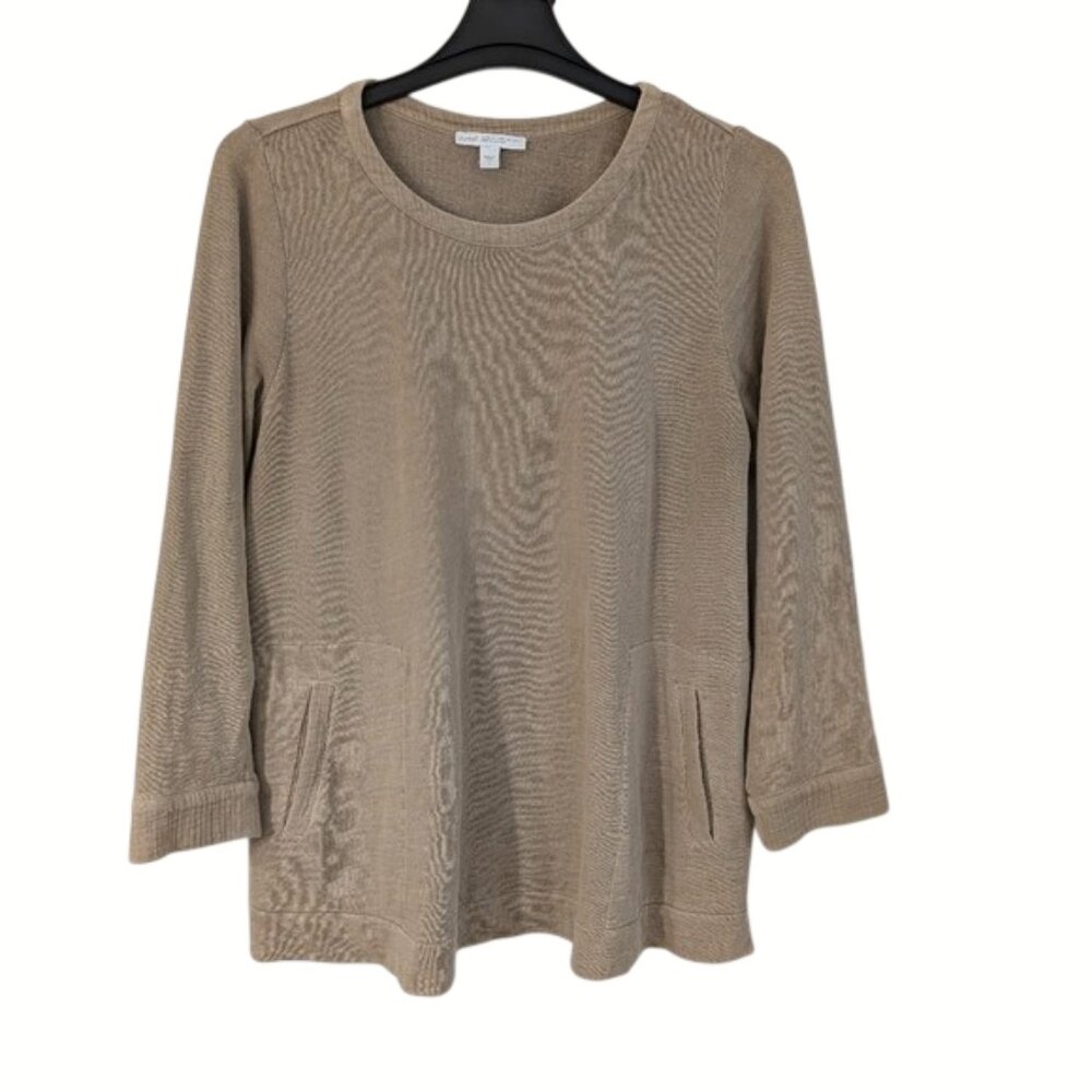 J. Jill Women's Organic Cotton Laidback Tunic Top Slouchy Tan L
